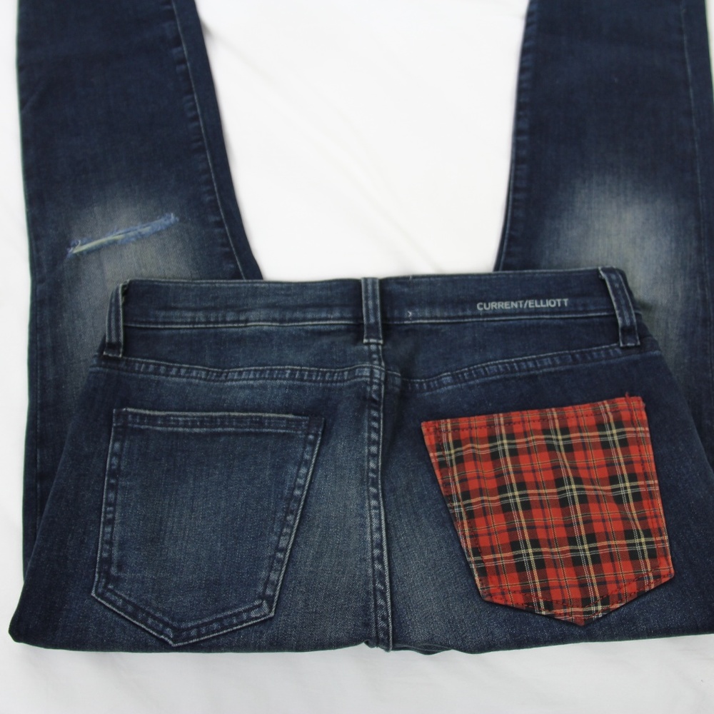 Current Elliott Stiletto Plaid Pocket Skinny Jeans - Picture 6 of 8